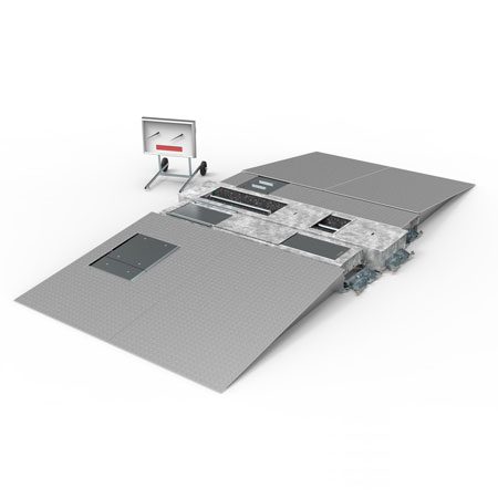 BM4010 mobil testlinie med bremsetester, affjedringstester, sporingstester og slitagetester - 3D illustration
